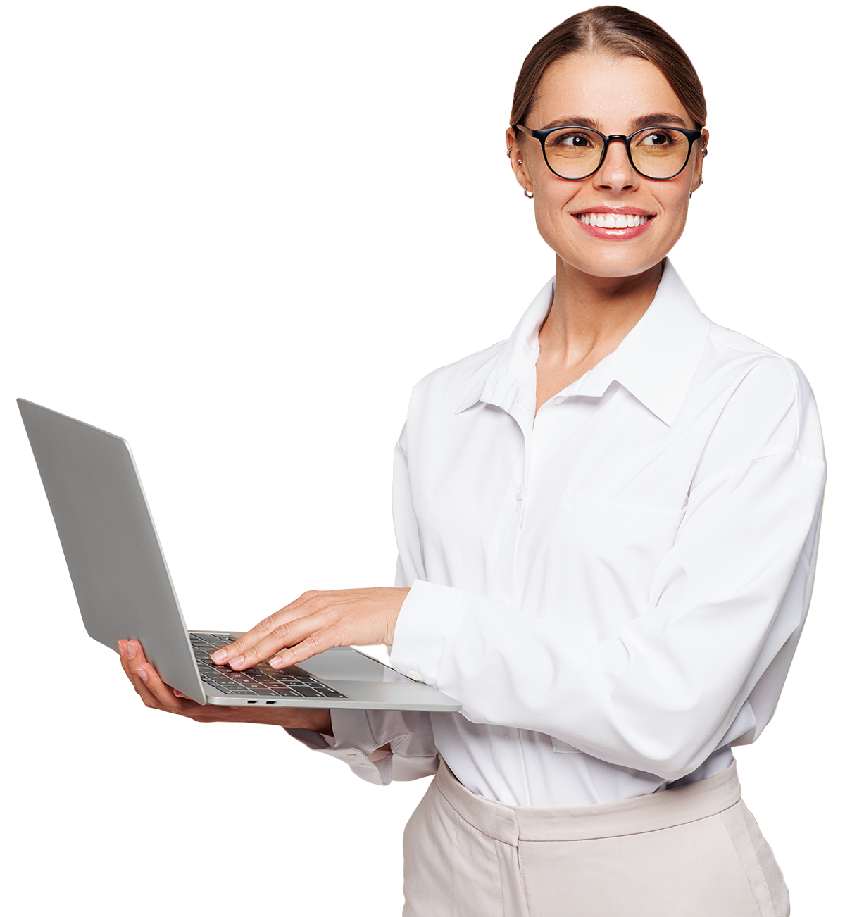 mujer con computadora